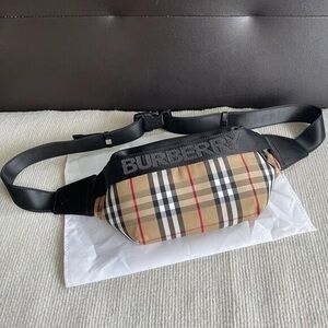 Burberry Black and Tan Check Belt Bag
